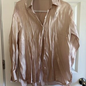Shimmering Beige Button-Up Blouse
